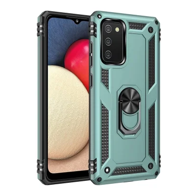 BUĞZ Samsung Galaxy A02s Kılıf Sofya Yüzüklü Silikon Kapak - Yeşil