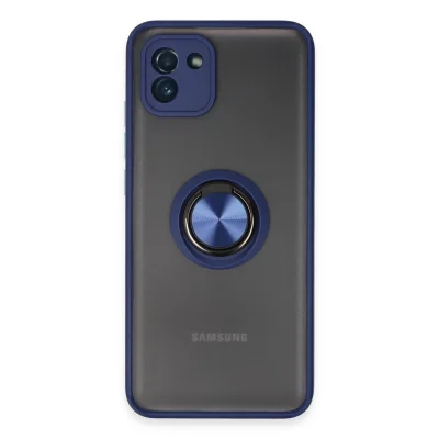 BUĞZ Samsung Galaxy A03 Kılıf Montreal Yüzüklü Silikon Kapak - Lacivert