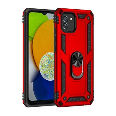 BUĞZ Samsung Galaxy A03 Kılıf Sofya Yüzüklü Silikon Kapak - Kırmızı