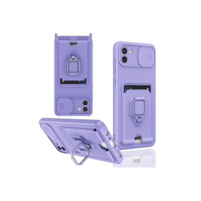 BUĞZ Samsung Galaxy A03 Kılıf Zuma Kartvizitli Yüzüklü Silikon - Lila