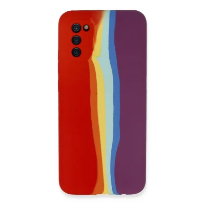 BUĞZ Samsung Galaxy A03s Kılıf Ebruli Lansman Silikon - Kırmızı-mor