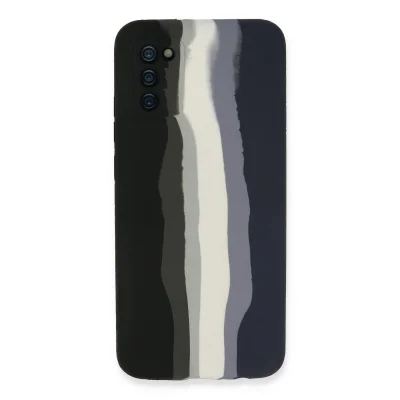 BUĞZ Samsung Galaxy A03s Kılıf Ebruli Lansman Silikon - Siyah-lacivert