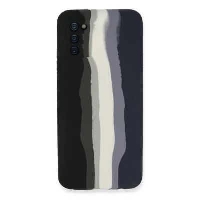 BUĞZ Samsung Galaxy A03s Kılıf Ebruli Lansman Silikon - Siyah-lacivert