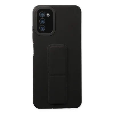 BUĞZ Samsung Galaxy A03s Kılıf Mega Standlı Silikon - Siyah