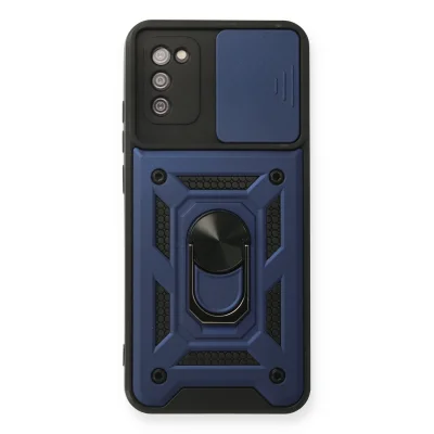 BUĞZ Samsung Galaxy A03s Kılıf Pars Lens Yüzüklü Silikon - Lacivert