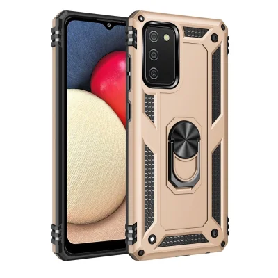 BUĞZ Samsung Galaxy A03s Kılıf Sofya Yüzüklü Silikon Kapak - Gold