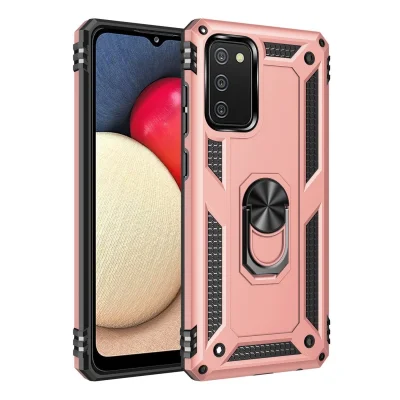 BUĞZ Samsung Galaxy A03s Kılıf Sofya Yüzüklü Silikon Kapak - Rose