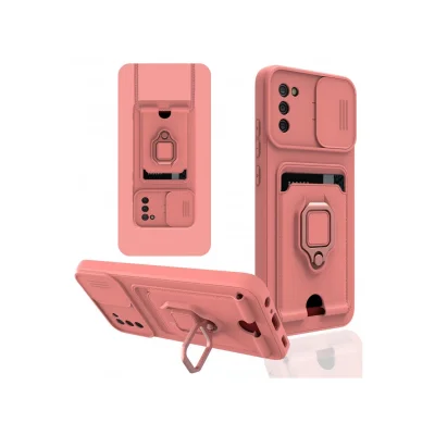 BUĞZ Samsung Galaxy A03s Kılıf Zuma Kartvizitli Yüzüklü Silikon - Pembe