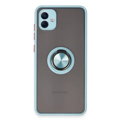 BUĞZ Samsung Galaxy A04 Kılıf Montreal Yüzüklü Silikon Kapak - Buz Mavi