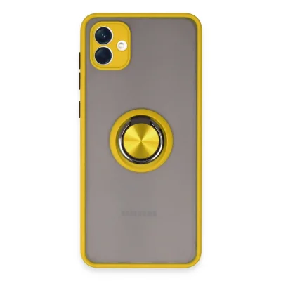 BUĞZ Samsung Galaxy A04 Kılıf Montreal Yüzüklü Silikon Kapak - Sarı