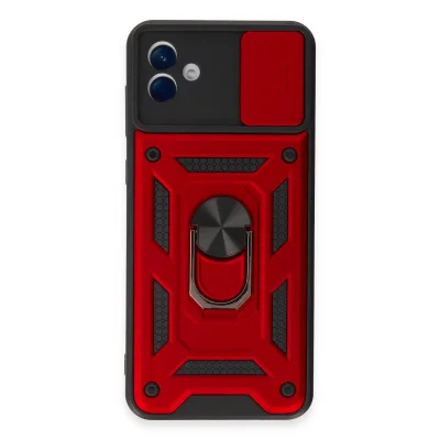 BUĞZ Samsung Galaxy A04e Kılıf Pars Lens Yüzüklü Silikon - Kırmızı