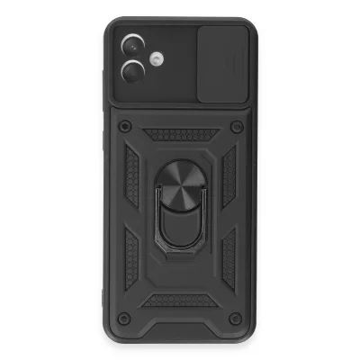 BUĞZ Samsung Galaxy A04e Kılıf Pars Lens Yüzüklü Silikon - Siyah