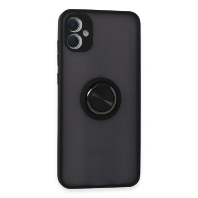BUĞZ Samsung Galaxy A05 Kılıf Montreal Yüzüklü Silikon Kapak - Siyah