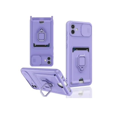 BUĞZ Samsung Galaxy A05 Kılıf Zuma Kartvizitli Yüzüklü Silikon - Lila