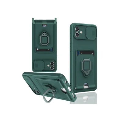 BUĞZ Samsung Galaxy A05 Kılıf Zuma Kartvizitli Yüzüklü Silikon - Yeşil