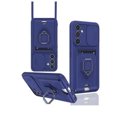 BUĞZ Samsung Galaxy A05s Kılıf Zuma Kartvizitli Yüzüklü Silikon - Lacivert