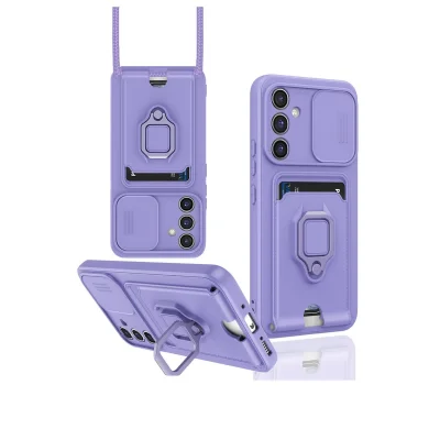 BUĞZ Samsung Galaxy A05s Kılıf Zuma Kartvizitli Yüzüklü Silikon - Lila