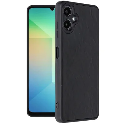 BUĞZ Samsung Galaxy A06 Kılıf Aras Deri Kapak - Siyah