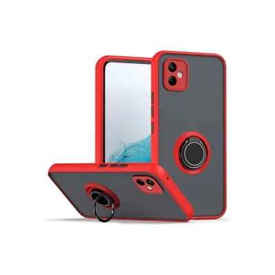 BUĞZ Samsung Galaxy A06 Kılıf Montreal Yüzüklü Silikon Kapak - Kırmızı