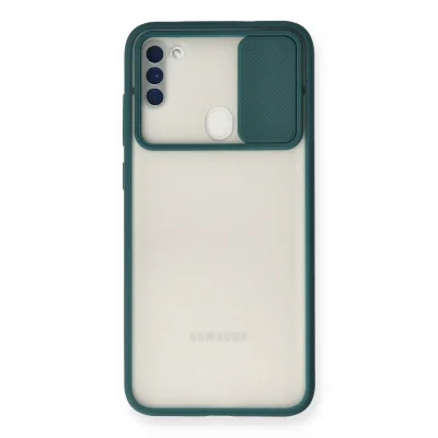 BUĞZ Samsung Galaxy A11 Kılıf Palm Buzlu Kamera Sürgülü Silikon - Yeşil