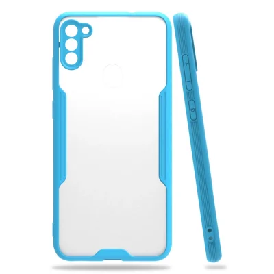 BUĞZ Samsung Galaxy A11 Kılıf Platin Silikon - Mavi