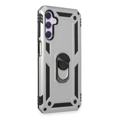 BUĞZ Samsung Galaxy A14 4g Kılıf Sofya Yüzüklü Silikon Kapak - Gümüş