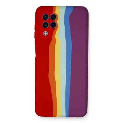 BUĞZ Samsung Galaxy A22 Kılıf Ebruli Lansman Silikon - Kırmızı-mor