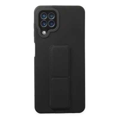 BUĞZ Samsung Galaxy A22 Kılıf Mega Standlı Silikon - Siyah