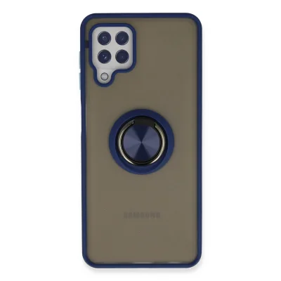 BUĞZ Samsung Galaxy A22 Kılıf Montreal Yüzüklü Silikon Kapak - Lacivert