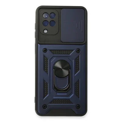 BUĞZ Samsung Galaxy A22 Kılıf Pars Lens Yüzüklü Silikon - Lacivert