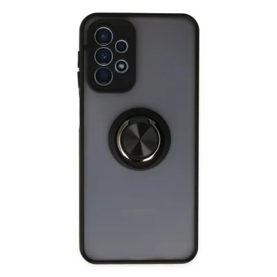 BUĞZ Samsung Galaxy A23 4g Kılıf Montreal Yüzüklü Silikon Kapak - Siyah