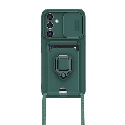 BUĞZ Samsung Galaxy A25 5g Kılıf Zuma Kartvizitli Yüzüklü Silikon - Yeşil