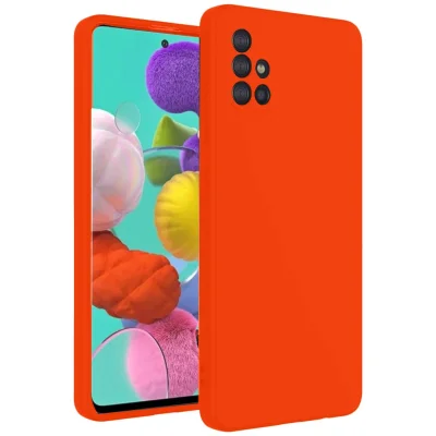 BUĞZ Samsung Galaxy A31 Kılıf Nano İçi Kadife Silikon - Turuncu
