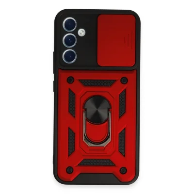 BUĞZ Samsung Galaxy A34 5g Kılıf Pars Lens Yüzüklü Silikon - Kırmızı