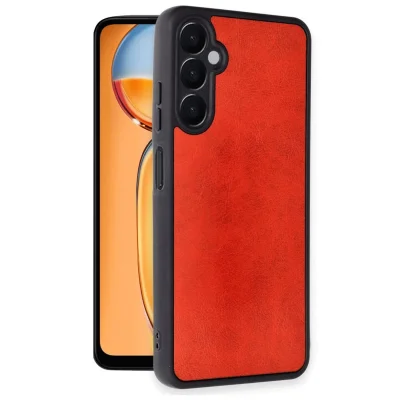 BUĞZ Samsung Galaxy A36 Kılıf Aras Deri Kapak - Kırmızı