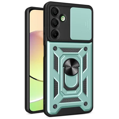 BUĞZ Samsung Galaxy A36 Kılıf Pars Lens Yüzüklü Silikon - Yeşil