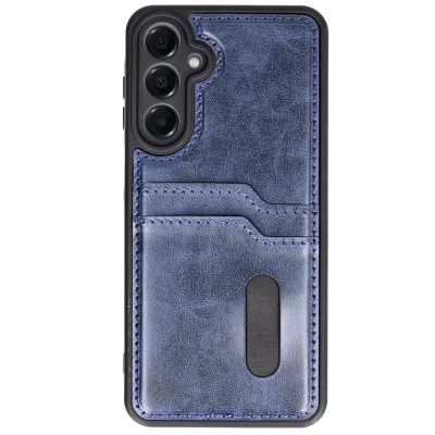 BUĞZ Samsung Galaxy A36 Kılıf Sara Kartvizitli Deri Kılıf - Lacivert