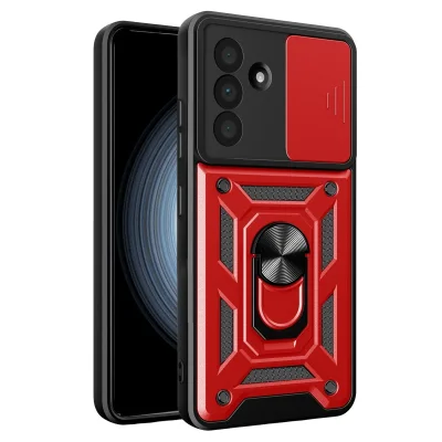 BUĞZ Samsung Galaxy A37 5g Pars Lens Yüzüklü Silikon - Kırmızı