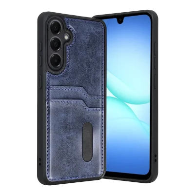 BUĞZ Samsung Galaxy A37 5g Sara Kartvizitli Deri Kılıf - Lacivert