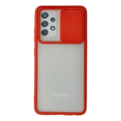 BUĞZ Samsung Galaxy A52 Kılıf Palm Buzlu Kamera Sürgülü Silikon - Kırmızı