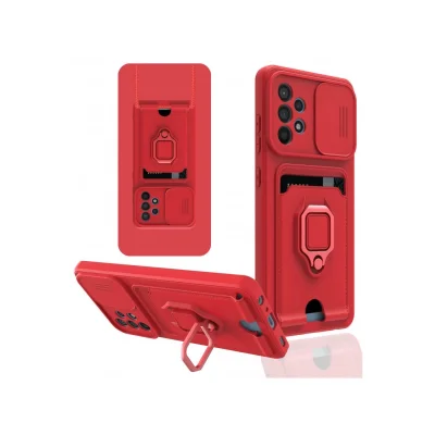 BUĞZ Samsung Galaxy A52 Kılıf Zuma Kartvizitli Yüzüklü Silikon - Kırmızı