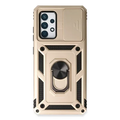 BUĞZ Samsung Galaxy A53 5g Kılıf Pars Lens Yüzüklü Silikon - Gold