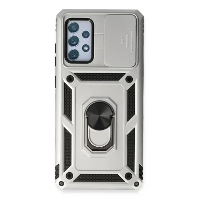 BUĞZ Samsung Galaxy A53 5g Kılıf Pars Lens Yüzüklü Silikon - Gümüş