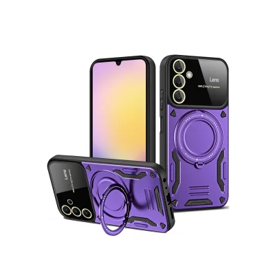 BUĞZ Samsung Galaxy A56 Kılıf Joy Lens Standlı Kapak - Mor