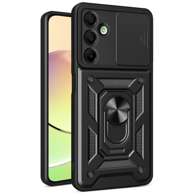 BUĞZ Samsung Galaxy A56 Kılıf Pars Lens Yüzüklü Silikon - Siyah