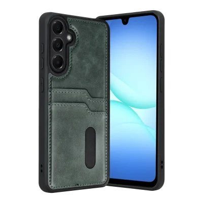 BUĞZ Samsung Galaxy A57 5g Sara Kartvizitli Deri Kılıf - Yeşil