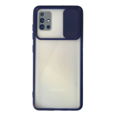 BUĞZ Samsung Galaxy A71 Kılıf Palm Buzlu Kamera Sürgülü Silikon - Lacivert