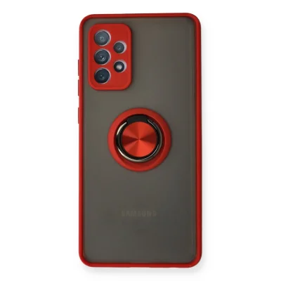 BUĞZ Samsung Galaxy A72 Kılıf Montreal Yüzüklü Silikon Kapak - Kırmızı