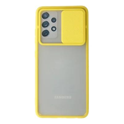 BUĞZ Samsung Galaxy A72 Kılıf Palm Buzlu Kamera Sürgülü Silikon - Sarı