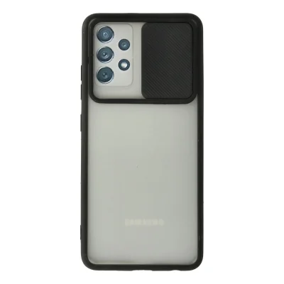 BUĞZ Samsung Galaxy A72 Kılıf Palm Buzlu Kamera Sürgülü Silikon - Siyah